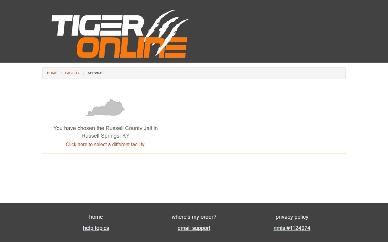 Russell County Detention Center commissary vendor page